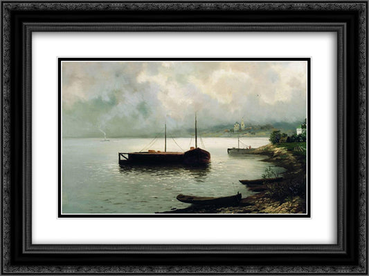 Volga 24x18 Black Ornate Wood Framed Art Print Poster with Double Matting by Levitan, Isaac
