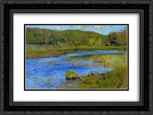 Windy day 24x18 Black Ornate Wood Framed Art Print Poster with Double Matting by Levitan, Isaac