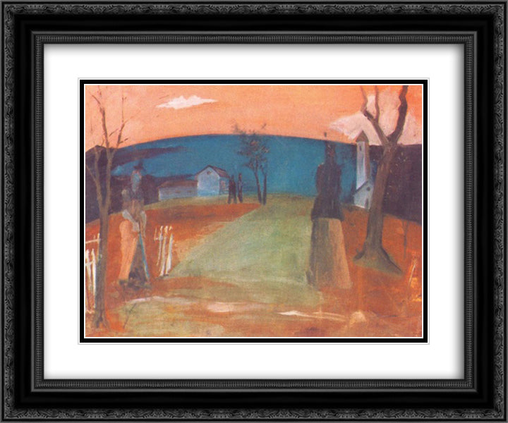 Landscape at Dusk 24x20 Black Ornate Wood Framed Art Print Poster with Double Matting by Farkas, Istvan
