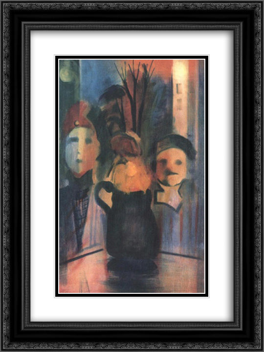Man and Woman in the Window 18x24 Black Ornate Wood Framed Art Print Poster with Double Matting by Farkas, Istvan