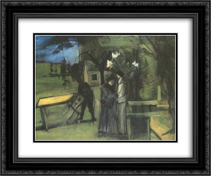 Night Scene 24x20 Black Ornate Wood Framed Art Print Poster with Double Matting by Farkas, Istvan