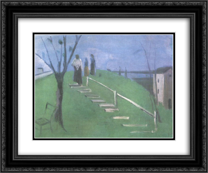 On the Hillside 24x20 Black Ornate Wood Framed Art Print Poster with Double Matting by Farkas, Istvan