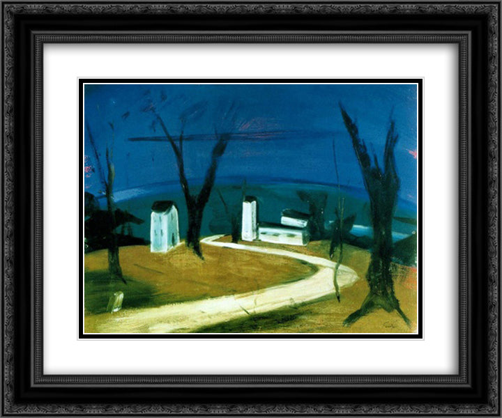 Seaside landscape 24x20 Black Ornate Wood Framed Art Print Poster with Double Matting by Farkas, Istvan