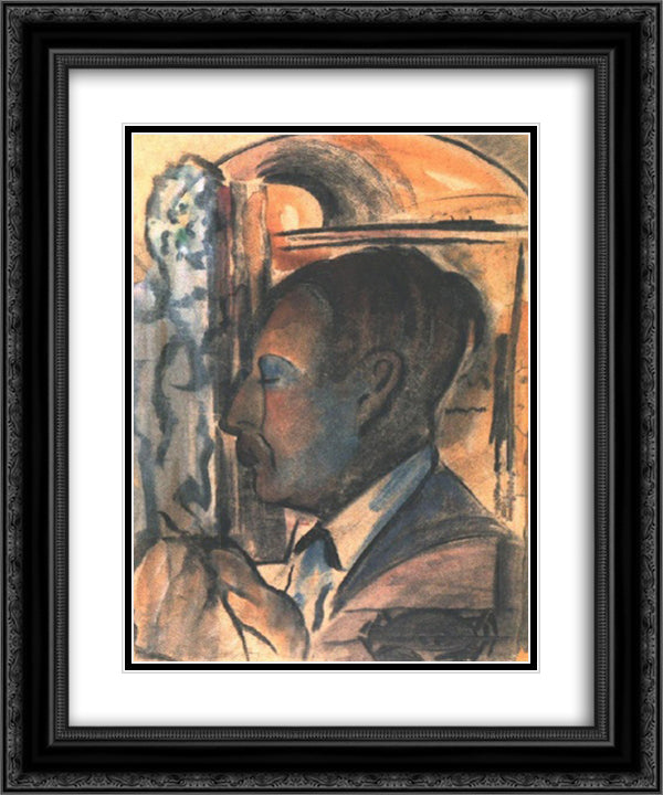 Self-portrait 20x24 Black Ornate Wood Framed Art Print Poster with Double Matting by Farkas, Istvan