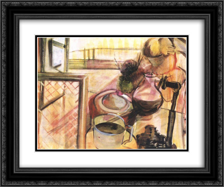 Still-life with Coffee-maker 24x20 Black Ornate Wood Framed Art Print Poster with Double Matting by Farkas, Istvan