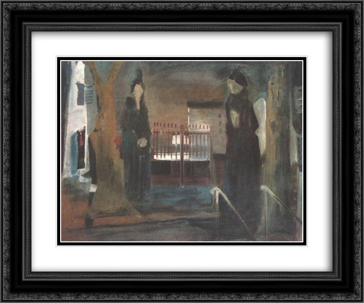 Woman in Black 24x20 Black Ornate Wood Framed Art Print Poster with Double Matting by Farkas, Istvan