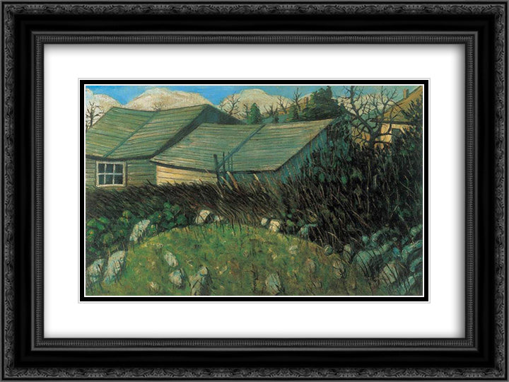 Backyard 24x18 Black Ornate Wood Framed Art Print Poster with Double Matting by Nagy, Istvan