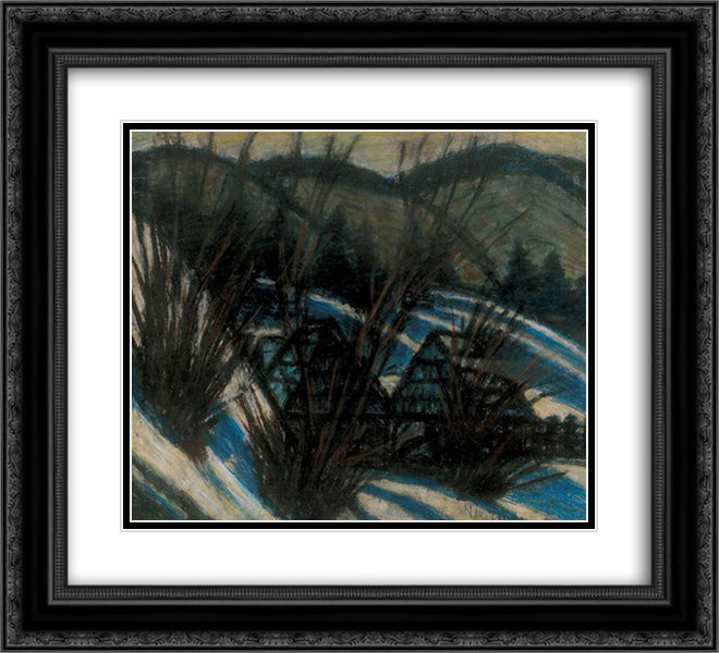 Hills with blue shades 22x20 Black Ornate Wood Framed Art Print Poster with Double Matting by Nagy, Istvan