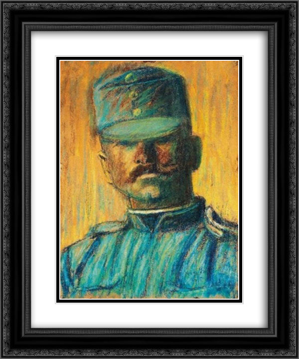 Soldier head 20x24 Black Ornate Wood Framed Art Print Poster with Double Matting by Nagy, Istvan