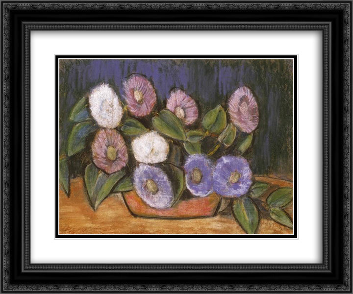 Still life with flowers 24x20 Black Ornate Wood Framed Art Print Poster with Double Matting by Nagy, Istvan