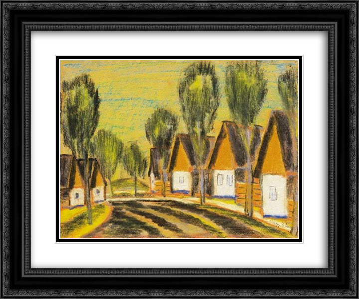 Village-row of houses 24x20 Black Ornate Wood Framed Art Print Poster with Double Matting by Nagy, Istvan