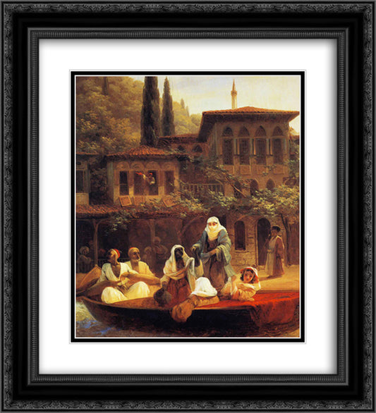 Boat Ride by Kumkapi in Constantinople 20x22 Black Ornate Wood Framed Art Print Poster with Double Matting by Aivazovsky, Ivan