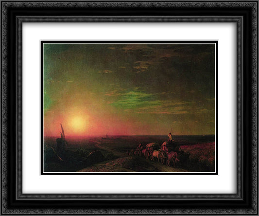 Chumaks Waggons 24x20 Black Ornate Wood Framed Art Print Poster with Double Matting by Aivazovsky, Ivan