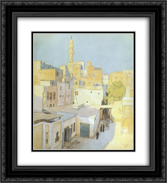 A street in Cairo 20x22 Black Ornate Wood Framed Art Print Poster with Double Matting by Bilibin, Ivan