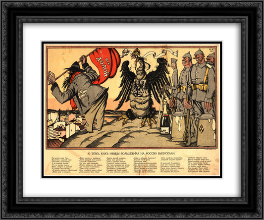 As the Germans let out a Bolshevik to Russia 24x20 Black Ornate Wood Framed Art Print Poster with Double Matting by Bilibin, Ivan