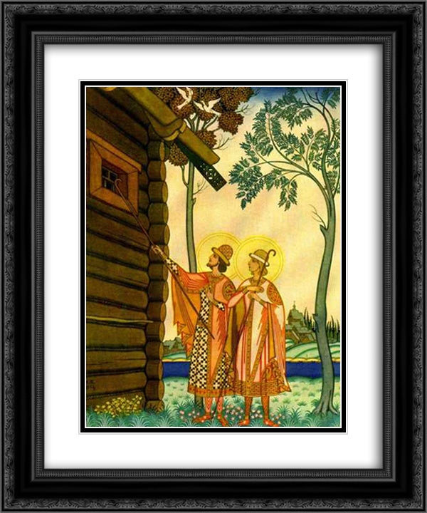 Boris and Gleb 20x24 Black Ornate Wood Framed Art Print Poster with Double Matting by Bilibin, Ivan