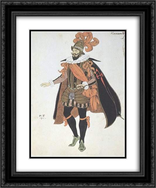 Costume design for the drama of Lope de Vega's Fuente Ovejuna 20x24 Black Ornate Wood Framed Art Print Poster with Double Matting by Bilibin, Ivan