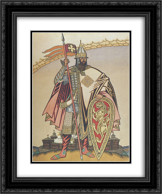 Costume design for the Opera Prince Igor by Alexander Borodin 20x24 Black Ornate Wood Framed Art Print Poster with Double Matting by Bilibin, Ivan