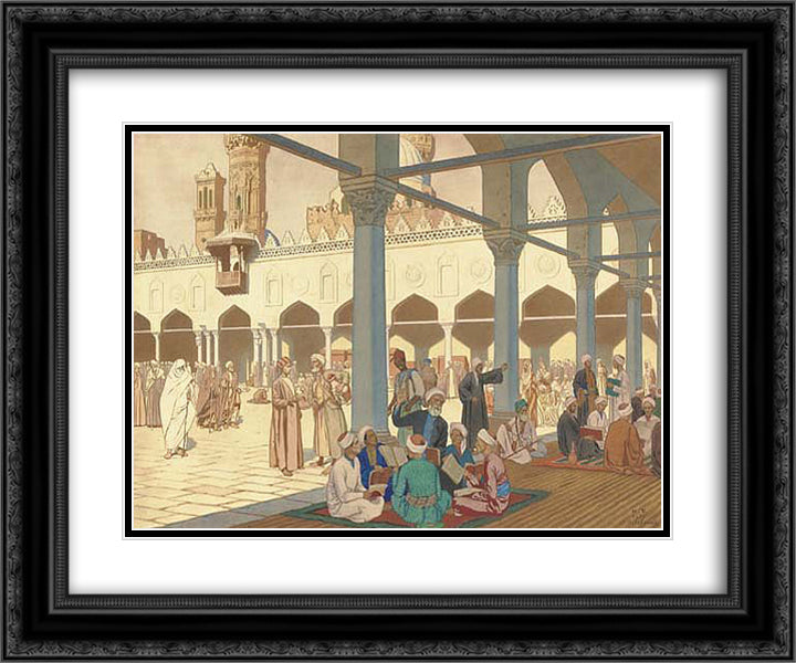 Courtyard of Al-Azhar mosque and university complex in Cairo 24x20 Black Ornate Wood Framed Art Print Poster with Double Matting by Bilibin, Ivan