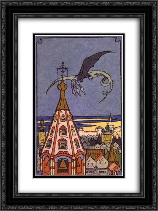 Fragment of cover 18x24 Black Ornate Wood Framed Art Print Poster with Double Matting by Bilibin, Ivan