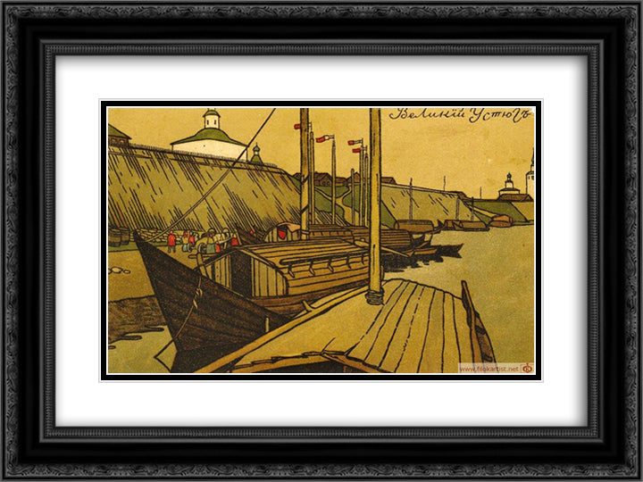 Great Ustyug 24x18 Black Ornate Wood Framed Art Print Poster with Double Matting by Bilibin, Ivan