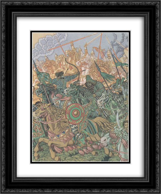 Illustration for the epic Exile Khan Batygi 20x24 Black Ornate Wood Framed Art Print Poster with Double Matting by Bilibin, Ivan