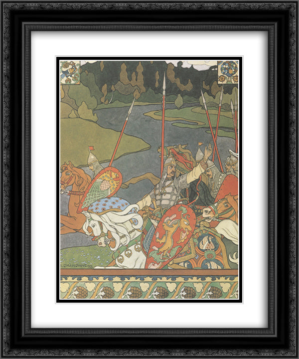 Illustration for the epic Volga 20x24 Black Ornate Wood Framed Art Print Poster with Double Matting by Bilibin, Ivan