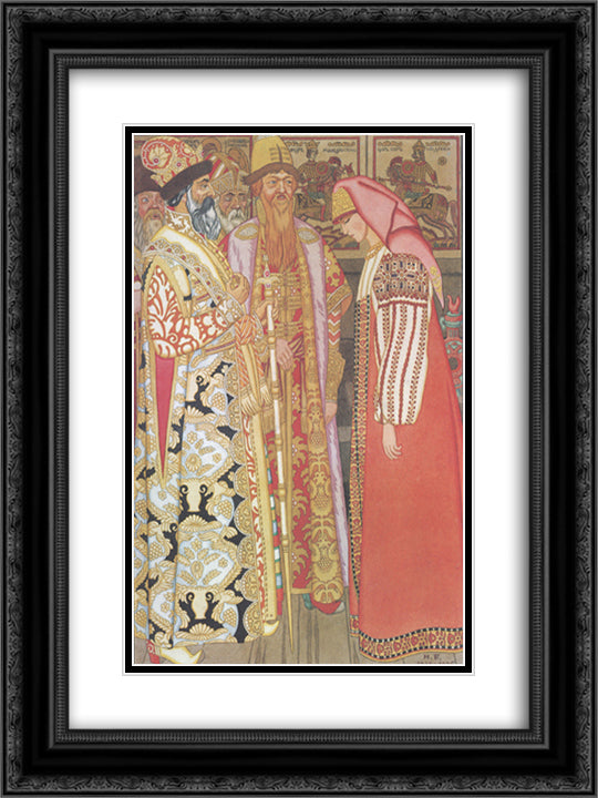 Illustration for the fairytale Go there do not know where, bring it I do not know what 18x24 Black Ornate Wood Framed Art Print Poster with Double Matting by Bilibin, Ivan