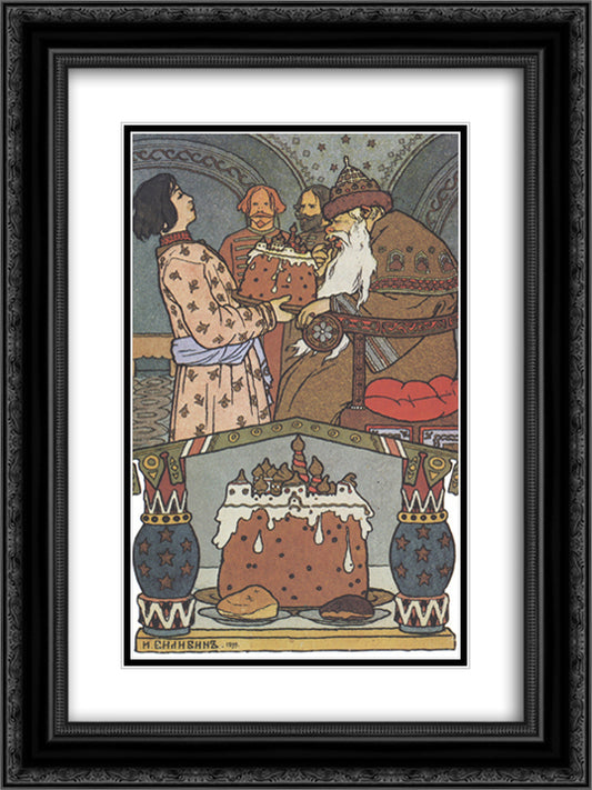 Illustration for the Russian Fairy Story The Frog Princess 18x24 Black Ornate Wood Framed Art Print Poster with Double Matting by Bilibin, Ivan