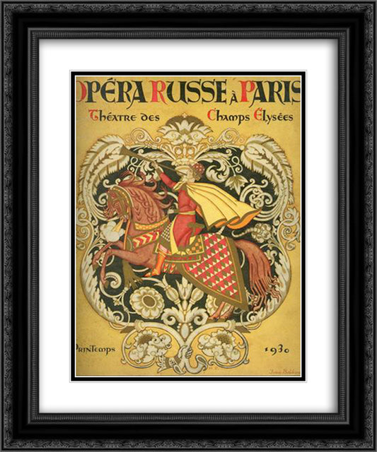 Magazine Russian Opera in Paris 20x24 Black Ornate Wood Framed Art Print Poster with Double Matting by Bilibin, Ivan