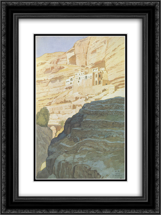 Monastery of St. George Hosevita. Palestine 18x24 Black Ornate Wood Framed Art Print Poster with Double Matting by Bilibin, Ivan