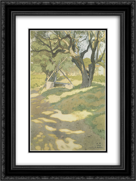 Olive Trees 18x24 Black Ornate Wood Framed Art Print Poster with Double Matting by Bilibin, Ivan