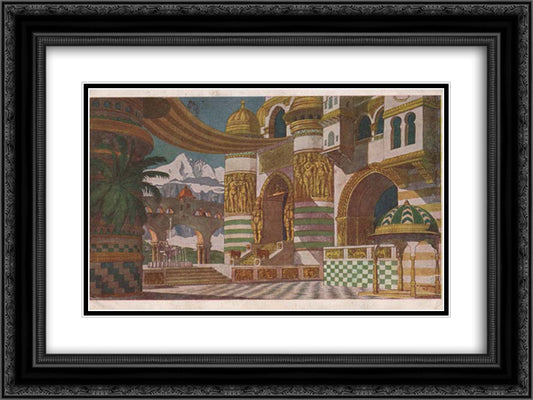 Palace of Chernomor. Sketches of scenery for Mikhail Glinka's Ruslan and Ludmilla 24x18 Black Ornate Wood Framed Art Print Poster with Double Matting by Bilibin, Ivan