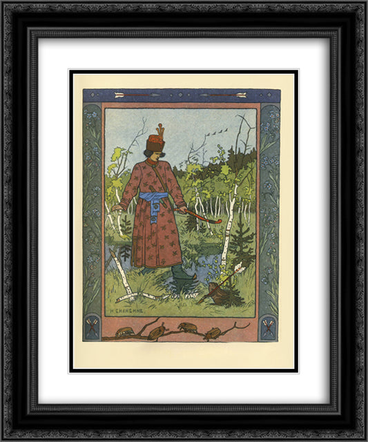 The Prince and the Frog 20x24 Black Ornate Wood Framed Art Print Poster with Double Matting by Bilibin, Ivan