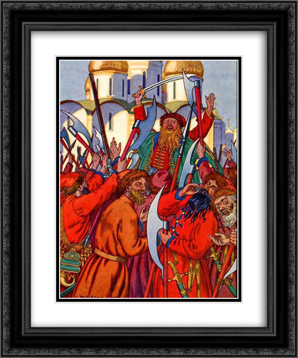 The Streltsy Uprising 20x24 Black Ornate Wood Framed Art Print Poster with Double Matting by Bilibin, Ivan