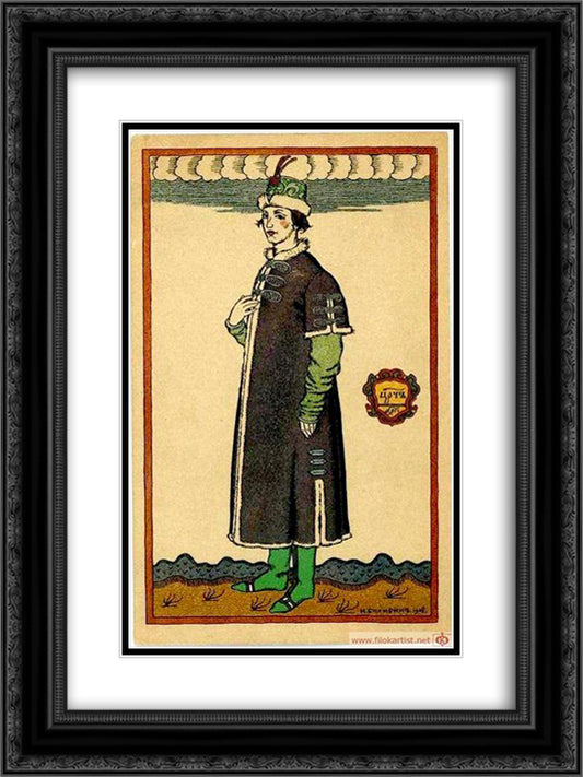 Tsarevitch. Costume design for the opera Boris Godunov by Modest Mussorgsky 18x24 Black Ornate Wood Framed Art Print Poster with Double Matting by Bilibin, Ivan