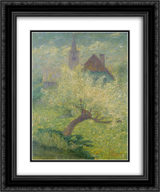 Flowering apple tree 20x24 Black Ornate Wood Framed Art Print Poster with Double Matting by Grohar, Ivan