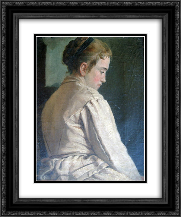 Girl 20x24 Black Ornate Wood Framed Art Print Poster with Double Matting by Grohar, Ivan