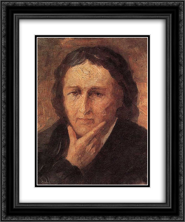 Portrait of France Preseren 20x24 Black Ornate Wood Framed Art Print Poster with Double Matting by Grohar, Ivan