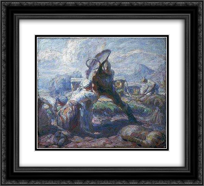 Potatoes 22x20 Black Ornate Wood Framed Art Print Poster with Double Matting by Grohar, Ivan