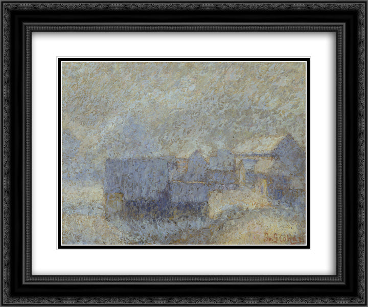 Zimsko jutro 24x20 Black Ornate Wood Framed Art Print Poster with Double Matting by Grohar, Ivan