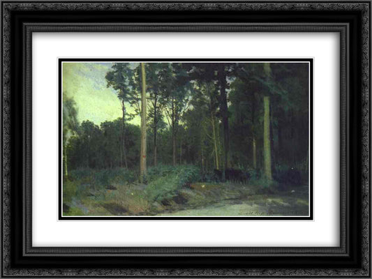 Bois de Boulogne near Paris 24x18 Black Ornate Wood Framed Art Print Poster with Double Matting by Kramskoy, Ivan