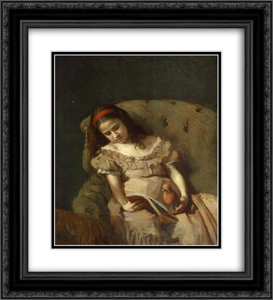 Books Got Her 20x22 Black Ornate Wood Framed Art Print Poster with Double Matting by Kramskoy, Ivan