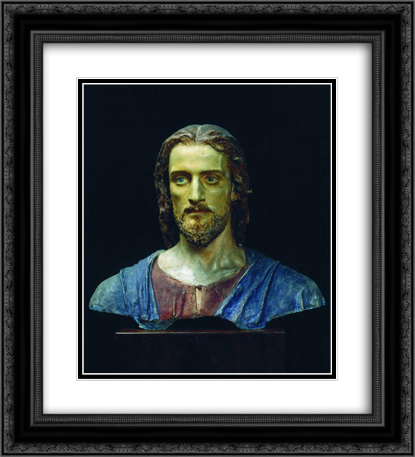 Christ 20x22 Black Ornate Wood Framed Art Print Poster with Double Matting by Kramskoy, Ivan