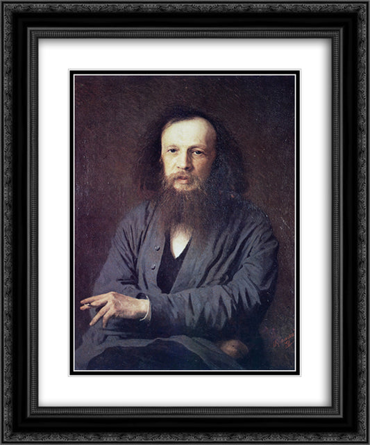 D. I. Mendeleev 20x24 Black Ornate Wood Framed Art Print Poster with Double Matting by Kramskoy, Ivan