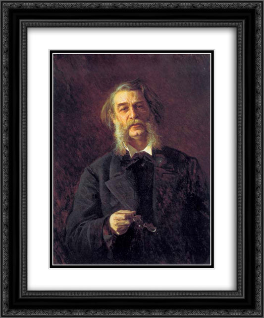 Dmitry Grigorovich, a Russian writer 20x24 Black Ornate Wood Framed Art Print Poster with Double Matting by Kramskoy, Ivan