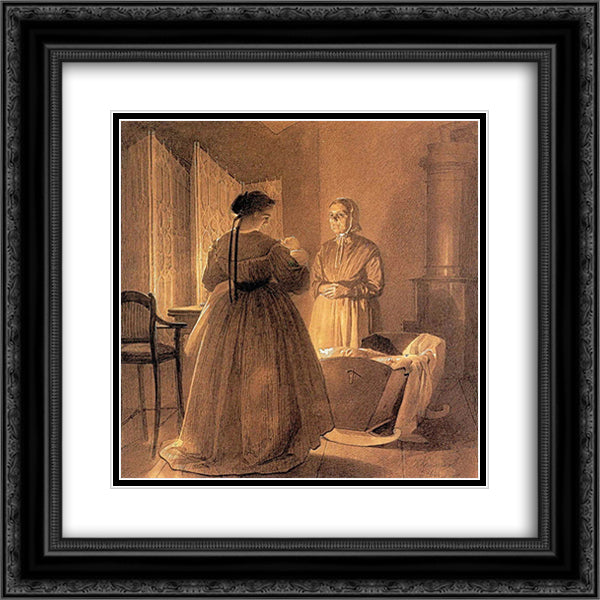 Family Artist 20x20 Black Ornate Wood Framed Art Print Poster with Double Matting by Kramskoy, Ivan