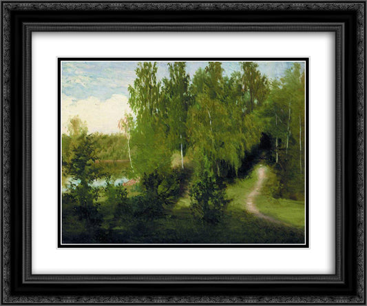 Forest path 24x20 Black Ornate Wood Framed Art Print Poster with Double Matting by Kramskoy, Ivan