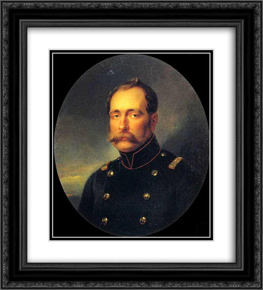 Grand Duke Mikhail Pavlovich 20x22 Black Ornate Wood Framed Art Print Poster with Double Matting by Kramskoy, Ivan