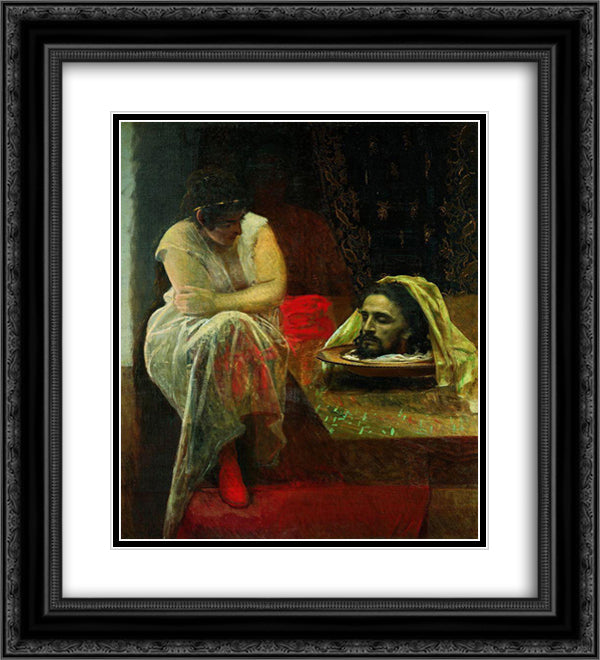 Herodias 20x22 Black Ornate Wood Framed Art Print Poster with Double Matting by Kramskoy, Ivan